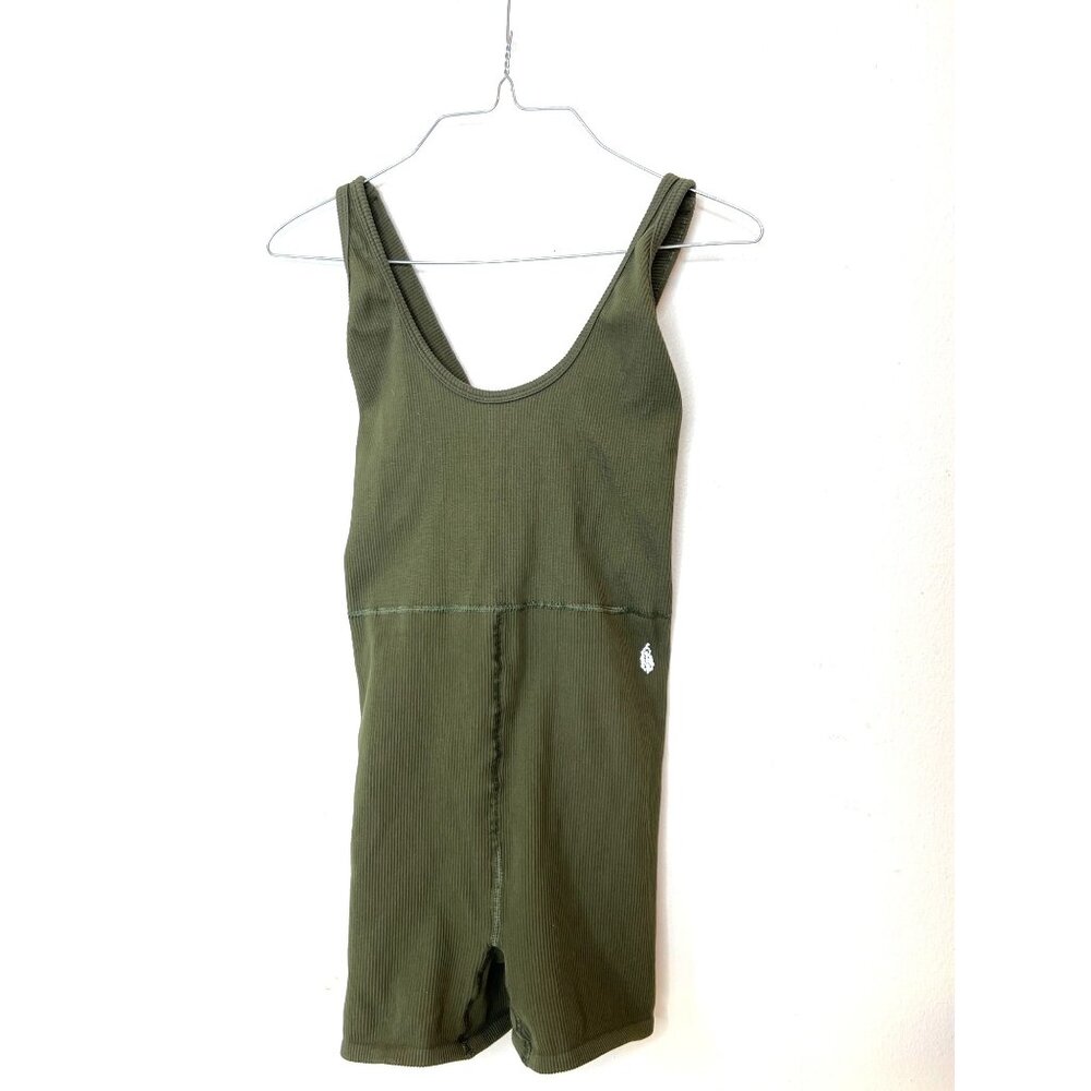 Free People FP Movement Free Style Biketard Shortsie Dark Olive Size M/L - Picture 2 of 6